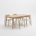Nordic minimalist solid white oak dining table with tapered legs